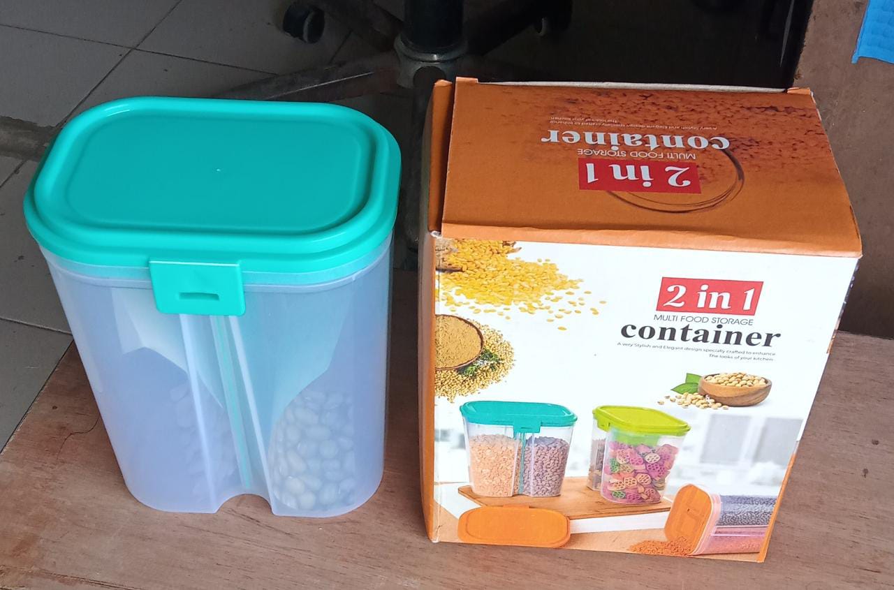 Food grain container with sections and box Food grain container with sections and box